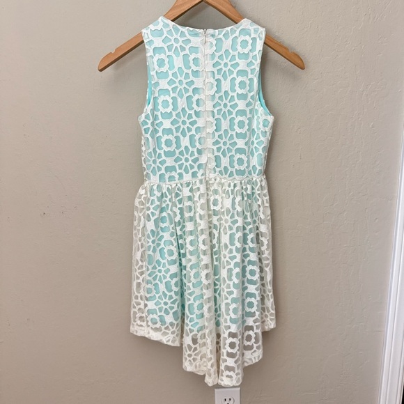 ELISA B. Lace Sleeveless Party Dress Teal Turquoise White Special Occasion Sz 10 - Picture 14 of 16